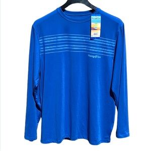 Final Price! NWT Hang Ten Quick Dry 50+ UPF Long Sleeved T-Shirt Blue Stripes